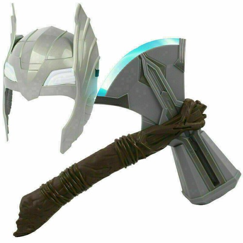 Avengers LED Glowing Sounds Thor Hammer Axe Helmet Mask Kids Cosplay Gifts Toys - Picture 13 of 15