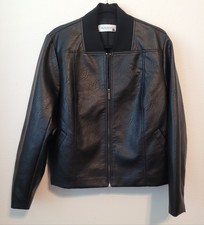 Prologue Faux Leather Black Jacket, Size Unknown, Chest: 23in, Length: 24in