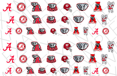 Alabama Crimson Tide Nail Art Stickers Transfers Decals Set of 52 - A1336 - Picture 2 of 2