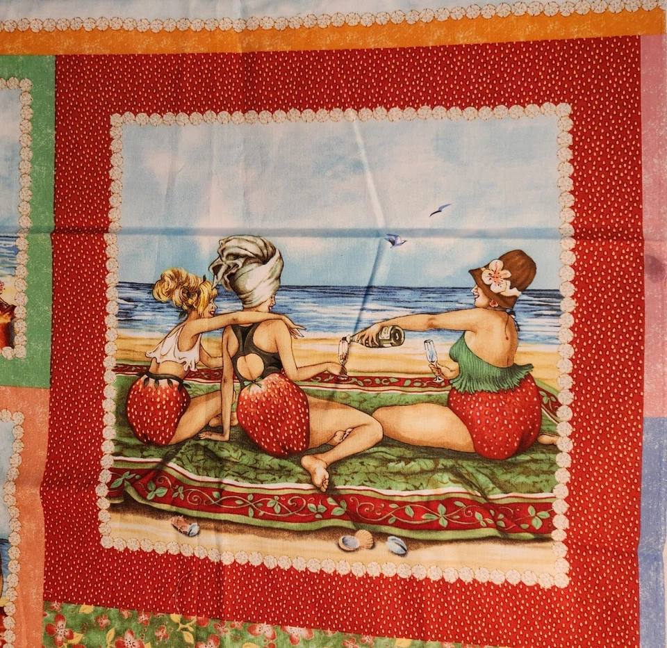 PANEL de tela con fondo de fruta para damas de Mary Stewart amarillo 1518 23" x 42" fuera de stock Foto 2 de 4