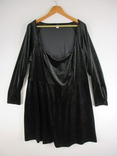 Old Navy Dress Womens 3X Velvet Long Sleeve Cowl Neck Empire Waist Flare Black