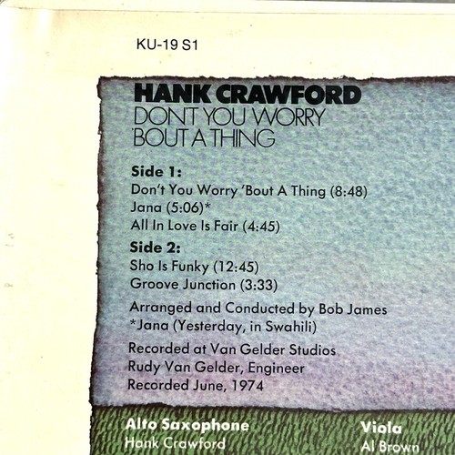 Hank Crawford Don't You Worry 'Bout A Thing Vinyl LP (1974) KU 19 S1 EX/VG+ - Picture 4 of 7