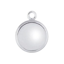 Sterling silver round bezel component, Cabochon or resin mounting