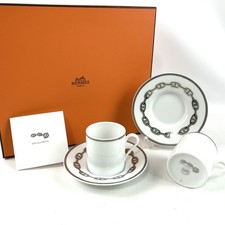 HERMES Chaine D'Ancre Platinum Color Cup  Saucer Tableware 2 SET coffee cup