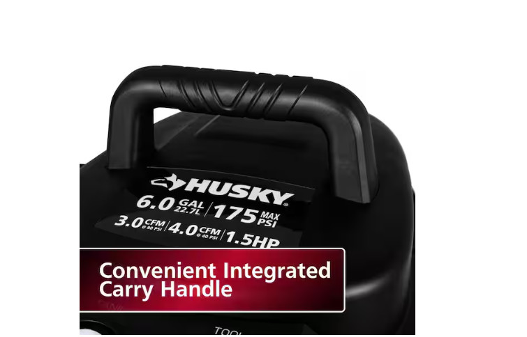 Husky 6 Gal Air Compressor 175 PSI Electric Oil-Free Pancake Dual Gauge Tool NEW