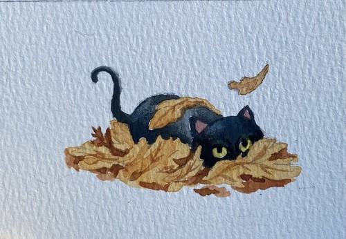 ACEO Original Mixed Media Painting Art Cat