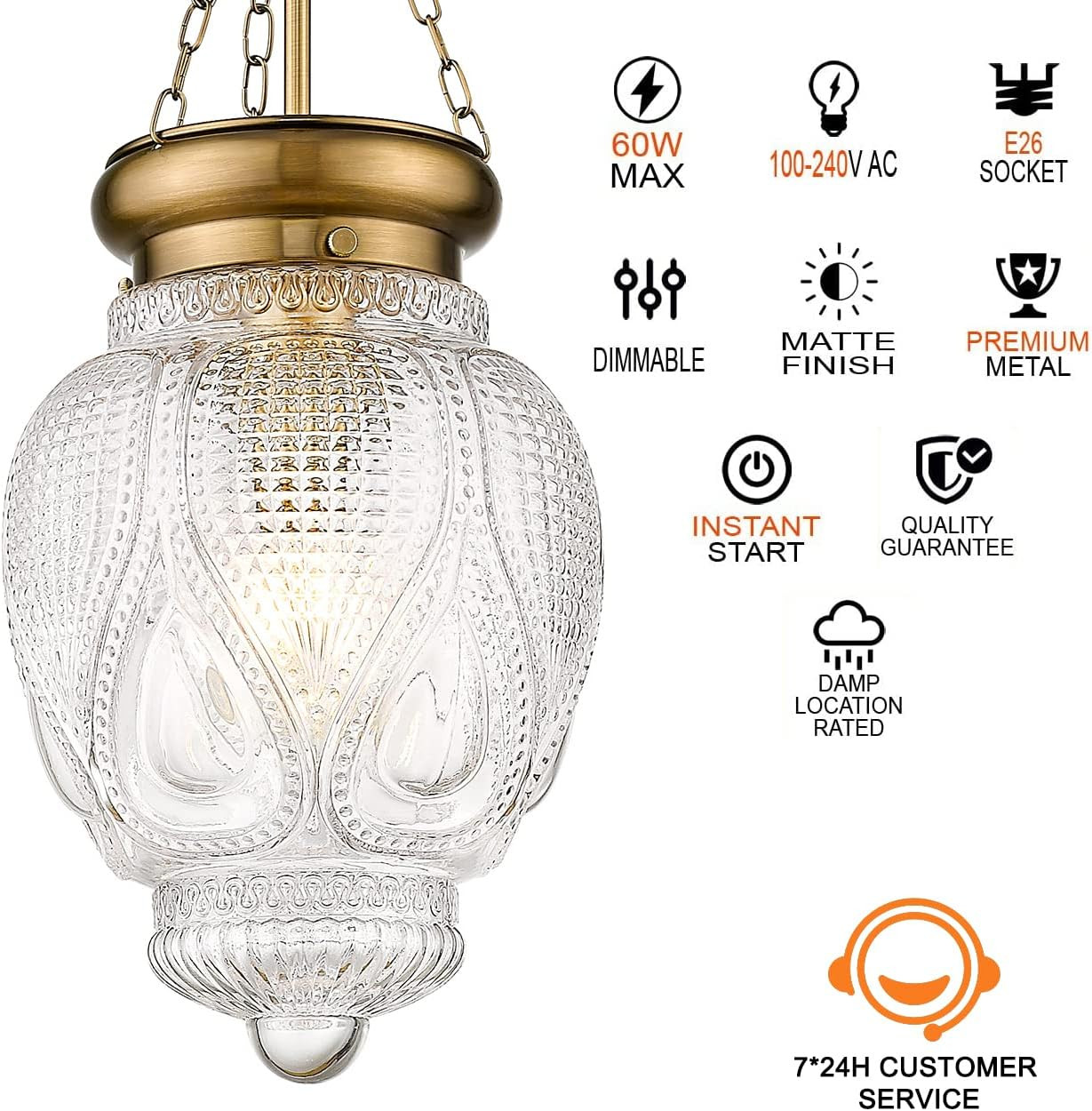 Farmhouse Brushed Pendant Light, Vintage Brass Gold Pendant Lights Kitchen Islan