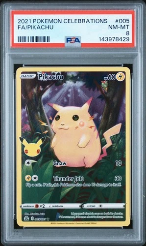 2021 POKEMON CELEBRATIONS #005 FULL ART/PIKACHU PSA 8