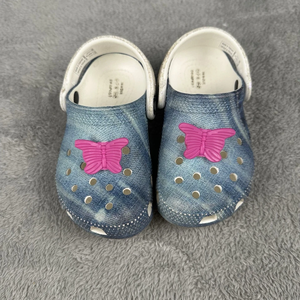 Crocs ребенка ясельного возраста сабо обуви C8 джинсовой ткани печати - Изображение 2 из 4