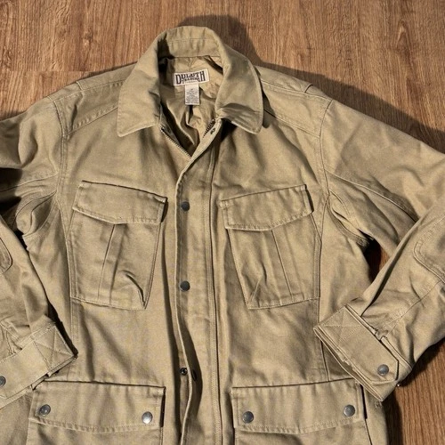 Duluth Trading Co Canvas Field Jacket Mens Medium Tan Utility Safari Chore Coat⁠ image 3