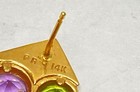 Vintage 14K Yellow Gold Amethyst Peridot Citrine Geometric Post Earrings 5/8" — photo 5
