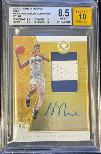 2018 Opulence Shai Gilgeous-Alexander ROOKIE PATCH AUTO GOLD /25 * LOW POP *