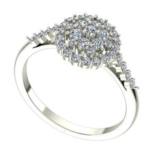 White Round Cut Vvs1 Real Moissanite Halo Engagement Ring Sterling Silver Size 7