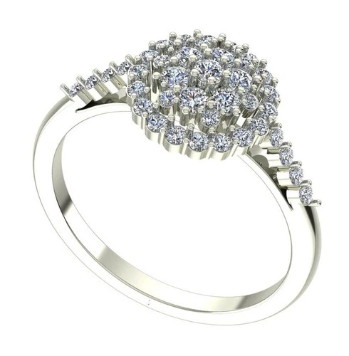 White Round Cut Vvs1 Real Moissanite Halo Engagement Ring Sterling Silver Size 7