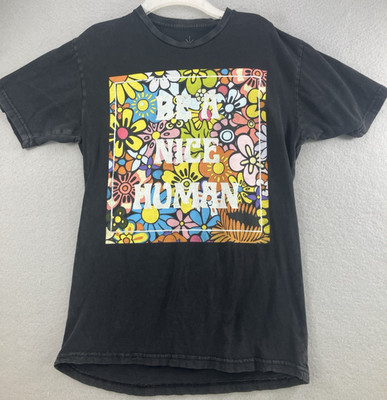 Life Clothing Co T Shirt women sz Medium Be A Nice Human Faded Black Short Sleev