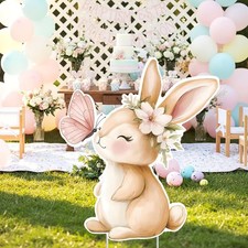 Bunny Baby Shower Decorations 32 x 28 Inch Spring Easter Bunny Backdrop Cutou...