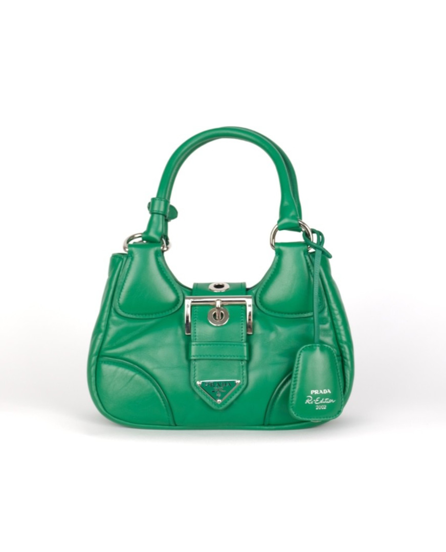 Prada Re-Edition 2002 Moon Bag Nappa Padded Leather In Mango Green