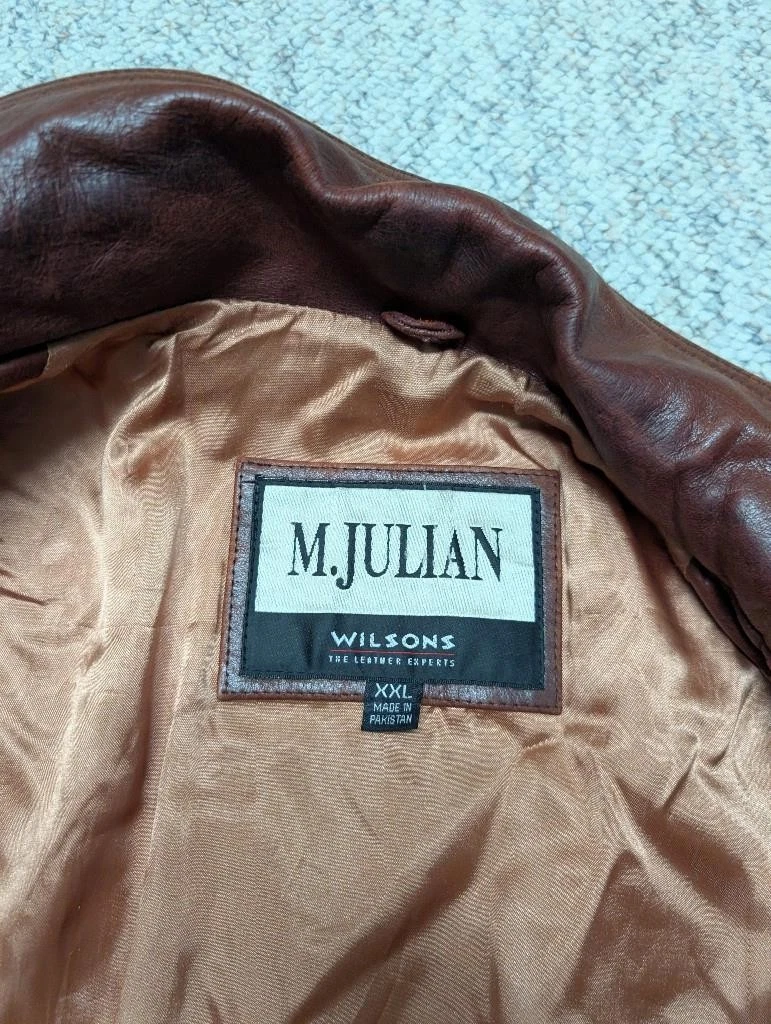 1990s vintage WILSONS leather coat 2XL brown PATINA broke-in Y2K distressed - product detail image 5