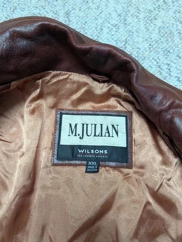 1990s vintage WILSONS leather coat 2XL brown PATINA broke-in Y2K distressed image 5