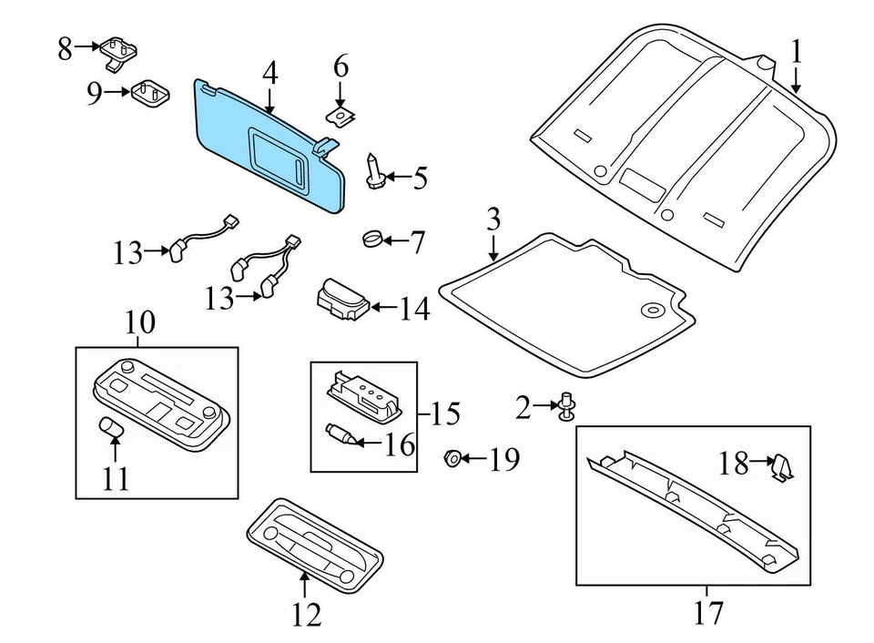 2007-2010 AUDI TT - LEFT SUN Visor 8J8857551B - Image 4 of 4