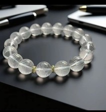 White crystal Shurangama Mantra prayer bead bracelet, 12mm