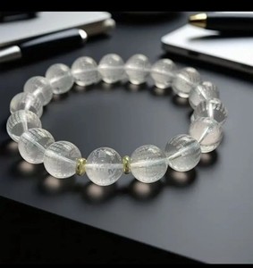 White crystal Shurangama Mantra prayer bead bracelet, 12mm