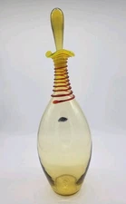 Blenko HTF 6831-LT Lemon with Tangerine Sprial, 23 inches Tall