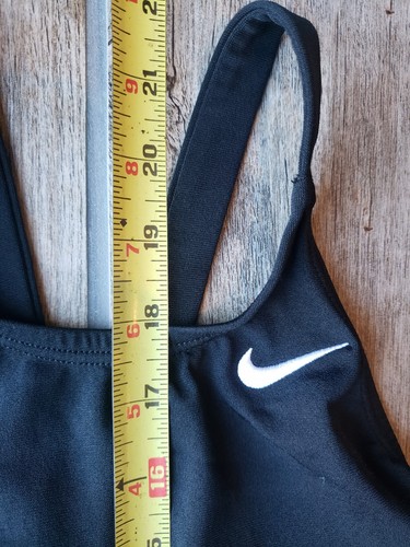 Nike Girls Racerback One Piece M Hydrastrong Swimsuit Swimwear Black Embroidery - Picture 8 of 9