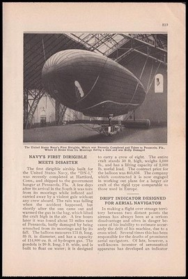  Navy s 1st Dirigible Meets Disaster  1916 article DN-1 Connecticut Aircraft Co.