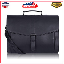 Mens Leather Briefcase 15.6 Inch Laptop Computer Bag for Office/Business/Tra