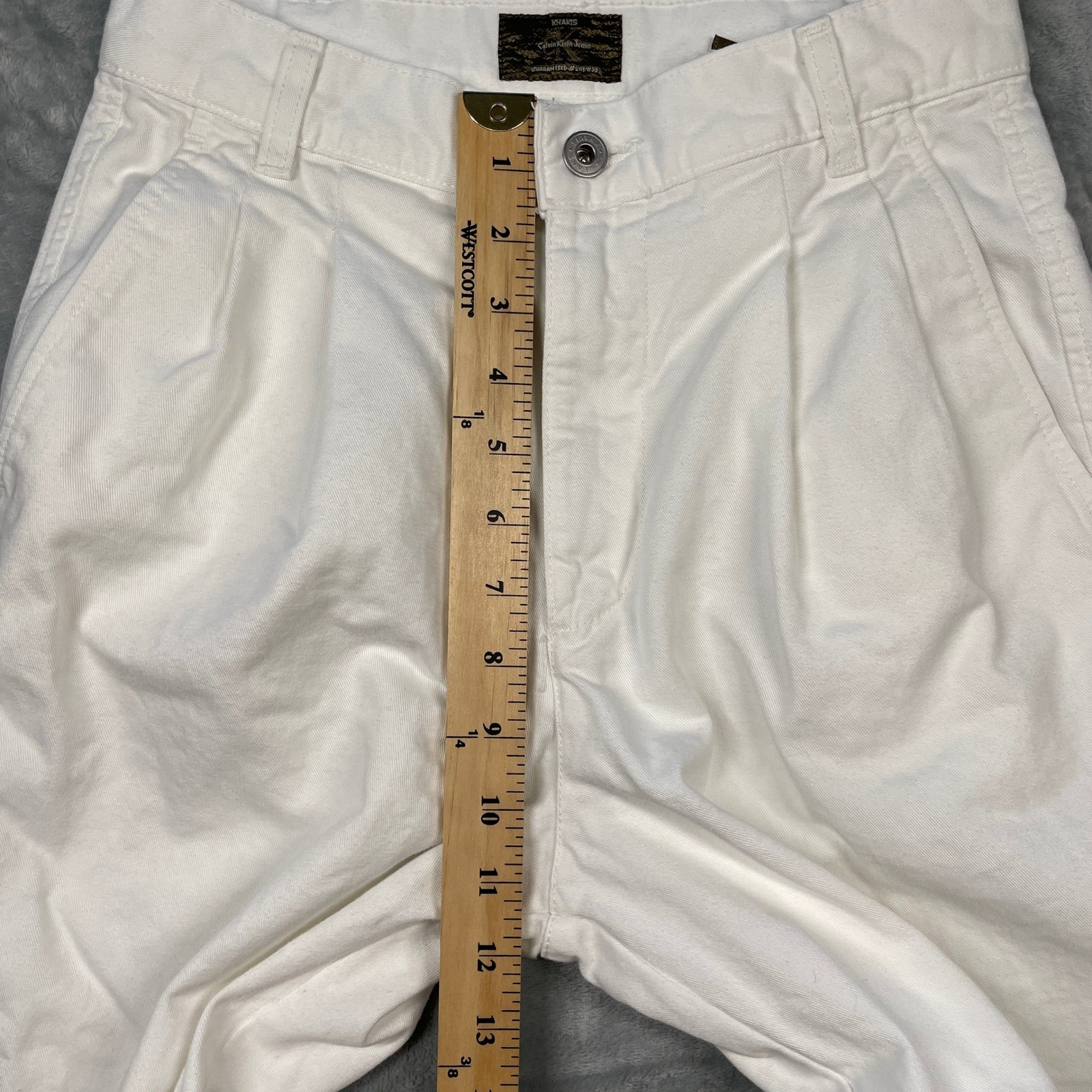 VTG Calvin Klein Jeans Khakis Womens White Pleated Chinos Relaxed Fit Pants Sz 8 thumbnail 14
