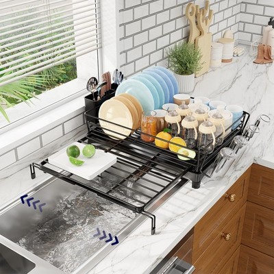 Simple Trending Dish Drying Rack - Expandable Dish Rack for Kitchen Counter, ...