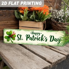 2D Happy for st. patrick'S Day Metal Sign Shamrock and Ribbon Decor