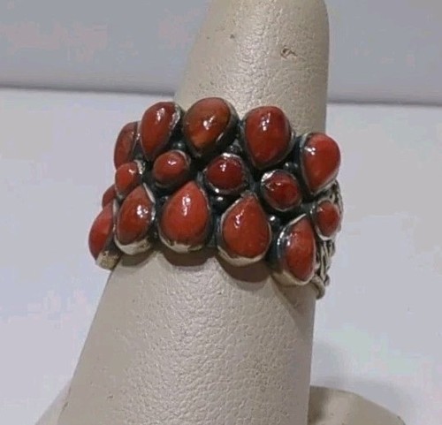 ✨VINTAGE✨ .925 Sterling Silver Philipines Red Stone Ring - Size 8