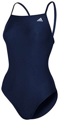 ADIDAS Solid Vortex Back Navy Blue White 1pc Swim Suit NEW Womens Sz 8 34
