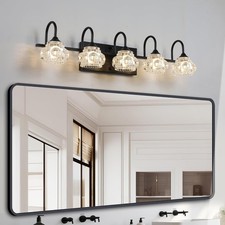 5 Light Bathroom Vanity Light Fixtures Modern Matte Black 29 Inch Wall Sconce