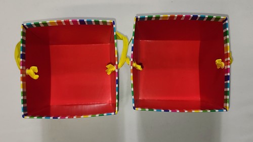 Cestas de Cartón/Cubos Contenedor Caja Multicolor Brillante Juego de 2 - RAYAS - Imagen 9 de 9