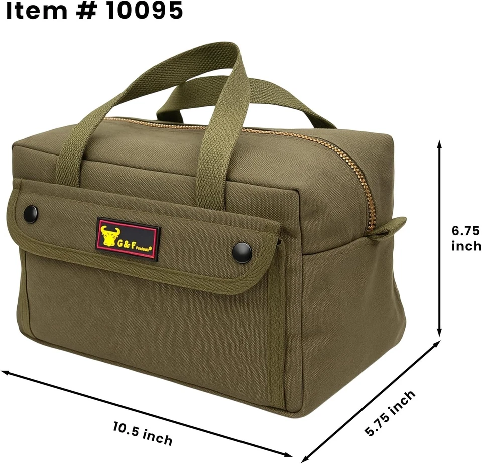 G & F 10095 Tool Bag Mechanics Heavy Duty Government Issued Style Brass Zipper - Image 2 of 3