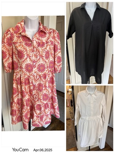 Lot of 3 Womens Dresses Size Small english factory shein j jill black Pink white