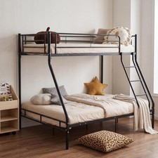 Triple Bunk Bed 3FT Single 4FT6 Double Metal Bed Frame available in White