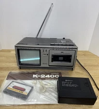 Hitachi K-2400 Vintage Trimode Portable TV/Cassette/Radio. Tested &Working