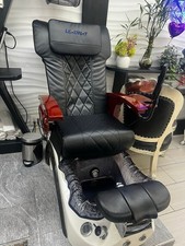 LEXDWAY Pedicure Spa Chair w/ Foot Bath Basin, Black/White, for Feet