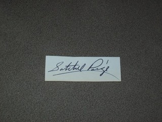 Baseball Satchel Paige Signed Autographed Paper Cut Signature