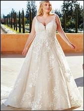 Abito da sposa pizzo foglia glitter abito da sposa champagne 32-60 taglie forti spalline