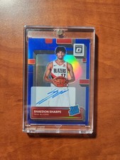 🏀 2022-23 Donruss Optic Shaedon Sharpe #249 Blue Prizm Rated Rookie RC Auto /49