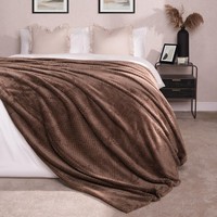 OHS Luxury Popcorn Waffle Blanket Large Warm Fleece Throw Over Bed Travel