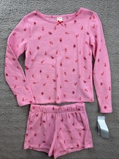 Cat  Jack Sleepwear Girls Youth Large 10/12 Christmas Waffle Knit Pajama Set