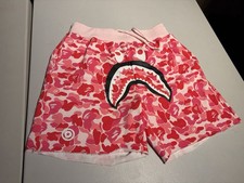 BAPE Shorts Men s XL ABC Camo Shark Sweat Shorts Pink SS20 A Bathing Ape Cotton