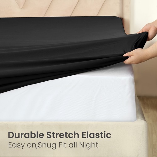 1800 Deep Pocket Fitted Sheet Queen King Fully Elastic Fitted Sheets Bed Sheets - Picture 15 of 102