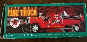 1929 Mack Fire Truck Die Cast Metal bank Collector Series 15 in original box